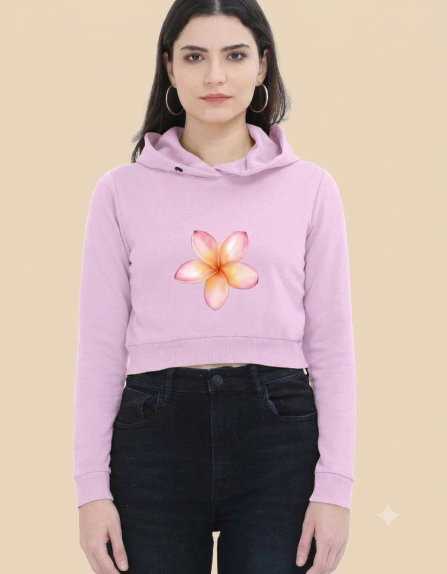 Female Crop flower print Hoodie